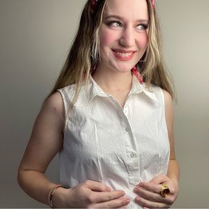 Talbots White Button Down Tank